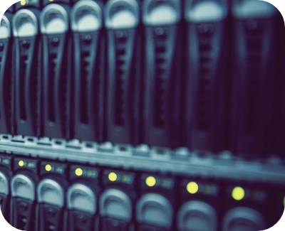 dedicated server storage rack in a data center