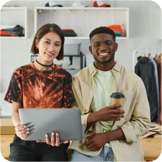 guy and girl at computer monitor