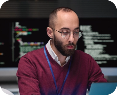 Web developer working at a computer
