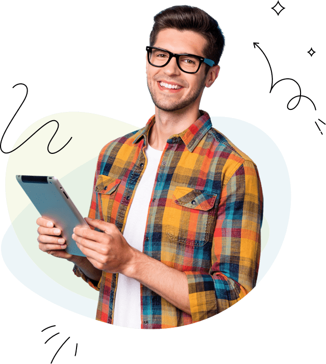 business relaxed man checking forums