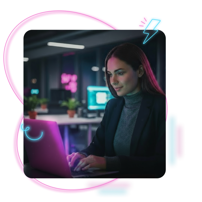 Woman working on laptop