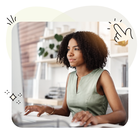 A woman installs an application on their web hosting account