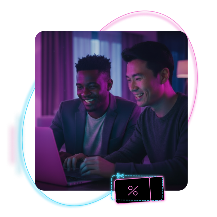 Two men working at a laptop