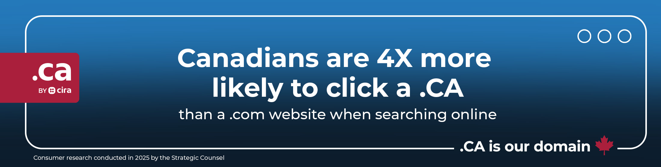 Canadians are 4X more likely to click a .CA than a .com website when searching online - .CA by CIRA.