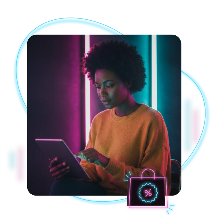 Woman working on a tablet