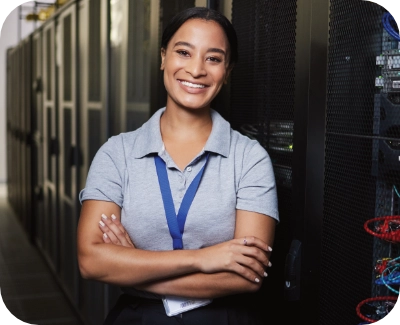 customer support agent smiling at the camera