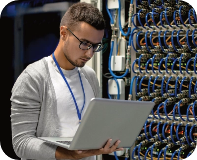 System administrator managing dedicated server security settings