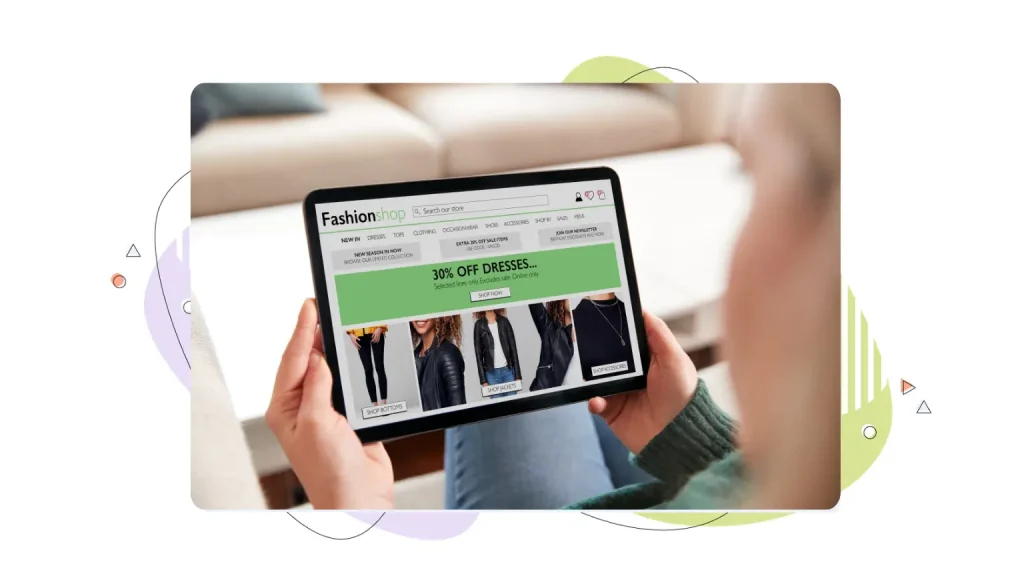 Person online shopping on a tablet