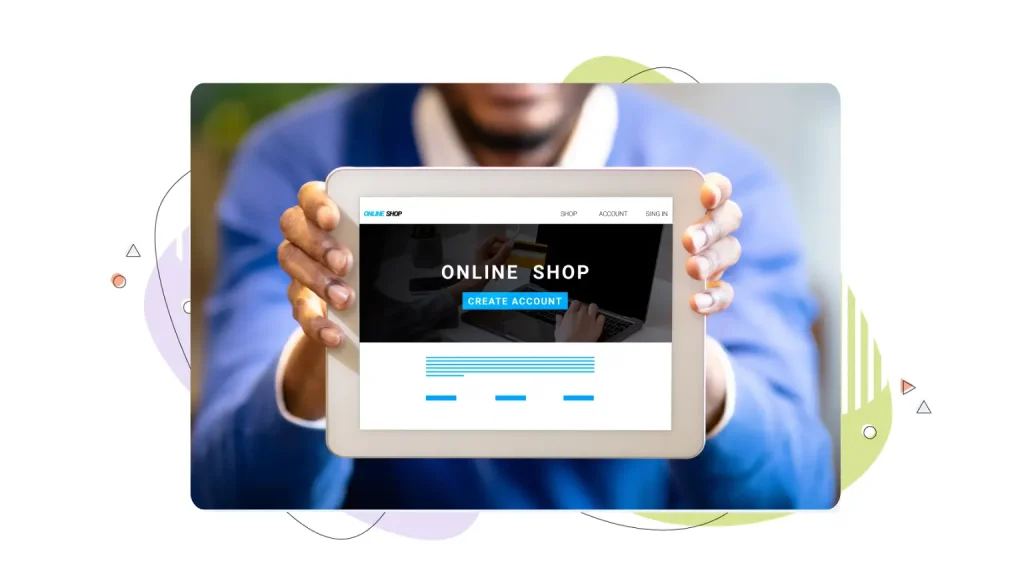 Man holding up a tablet