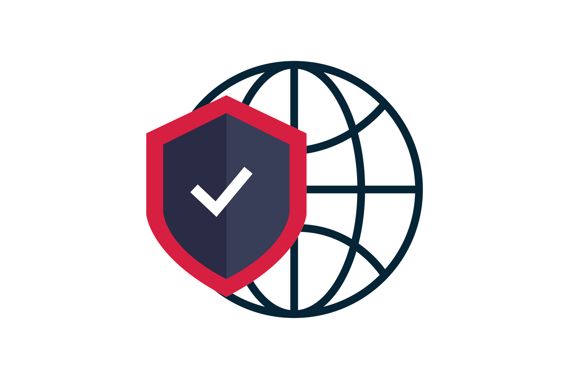 Heavy checkmark with a global Earth icon