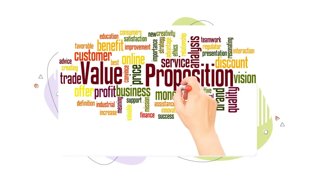 Word chart with value proposition at the center