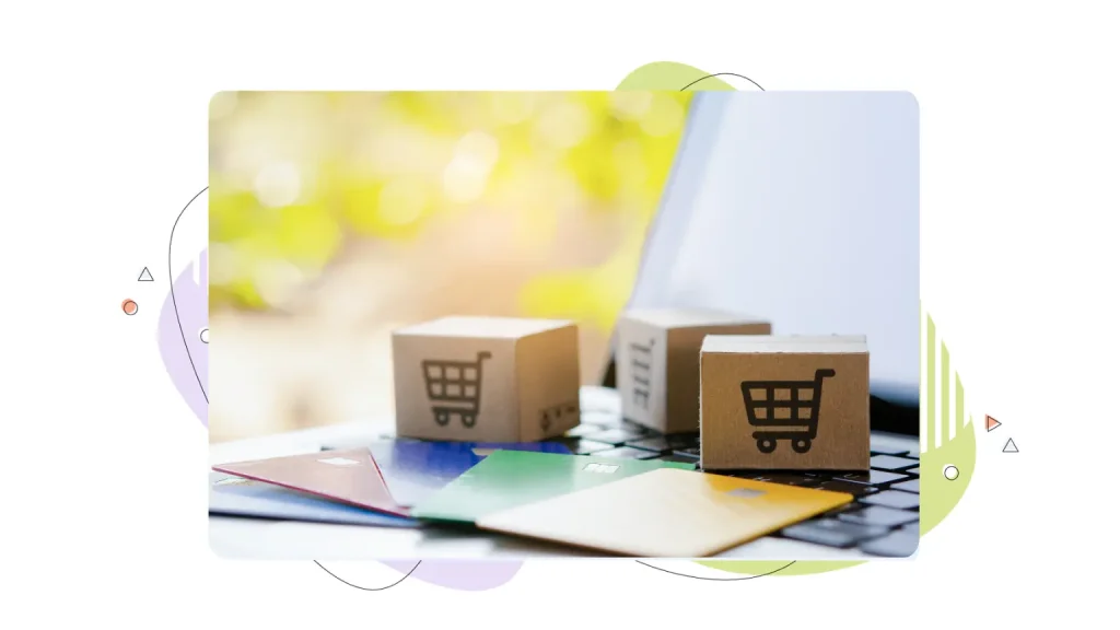 Shopping cart blocks on a laptop