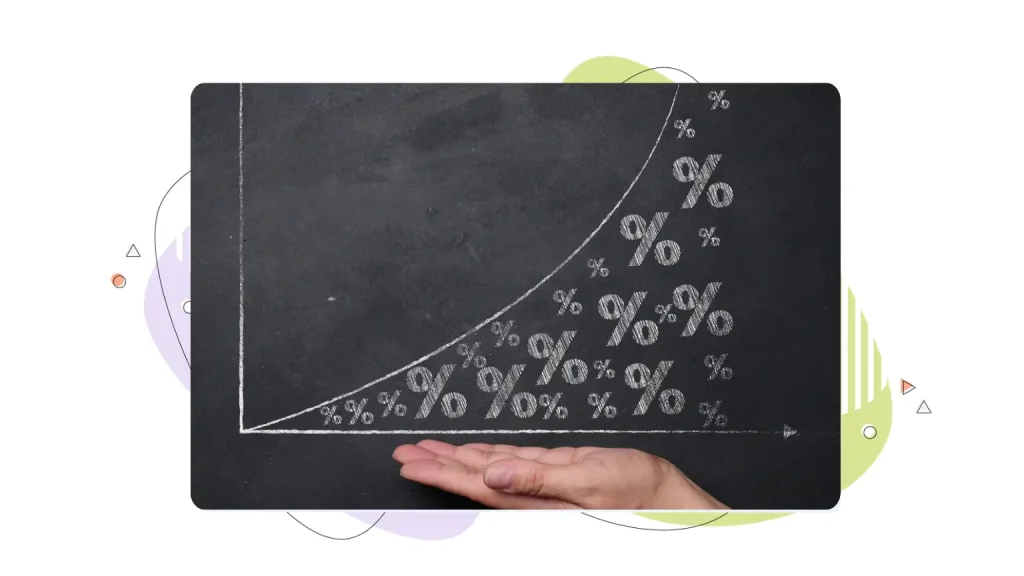 Percentage graph on a black board
