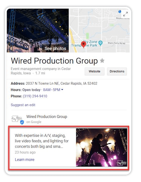 Create posts with Google My Business