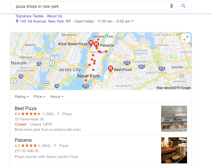 Google has organic search result