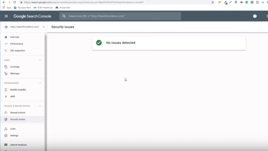 Check your security issues with google search console