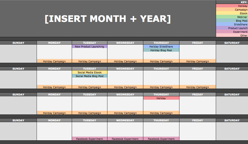 Use a template for your content calendar 