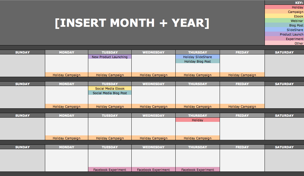 Use a template for your content calendar