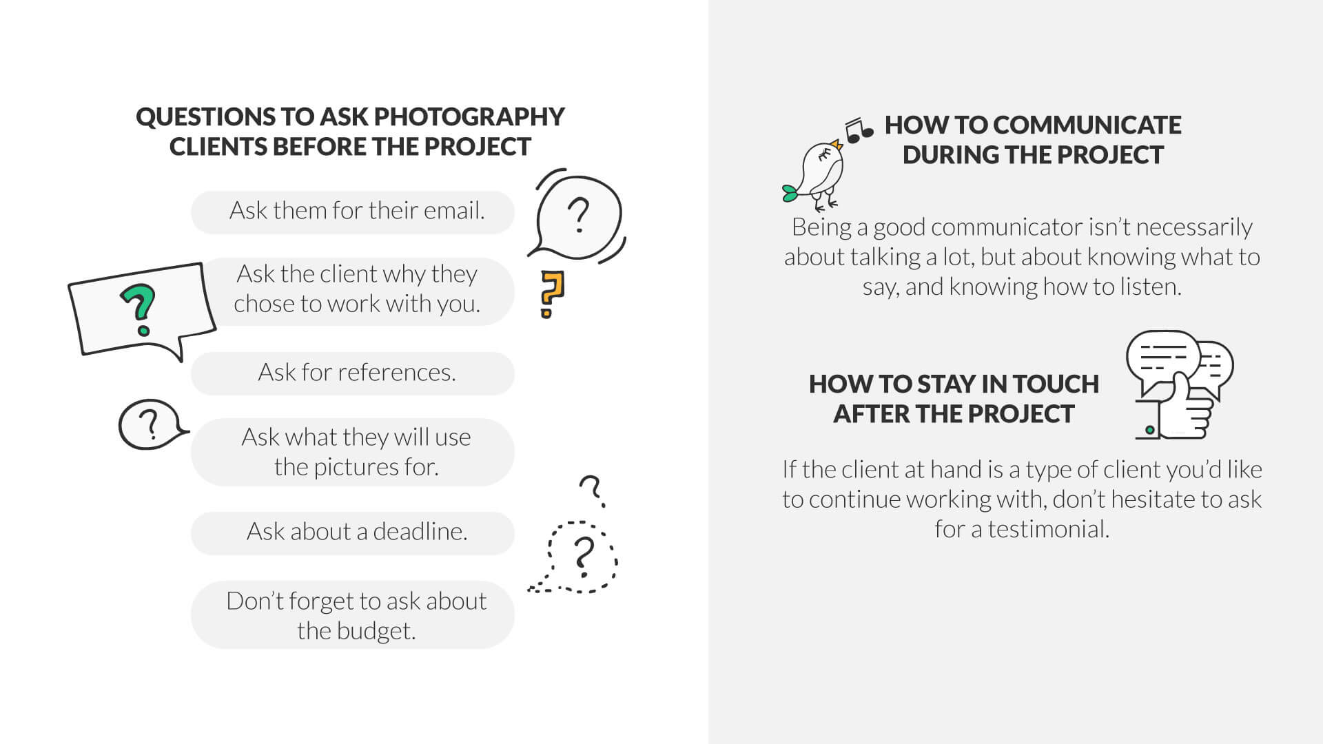 9 Questions to Ask Photography Clients Price, Copyright