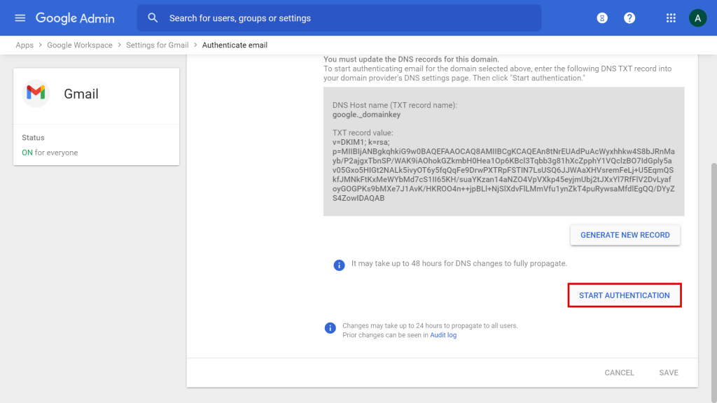 G Suite SPF, DKIM & DMARC Keys