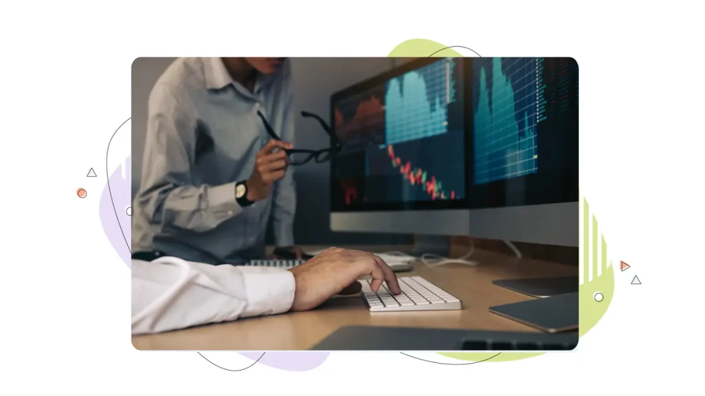 Financial charts on a computer