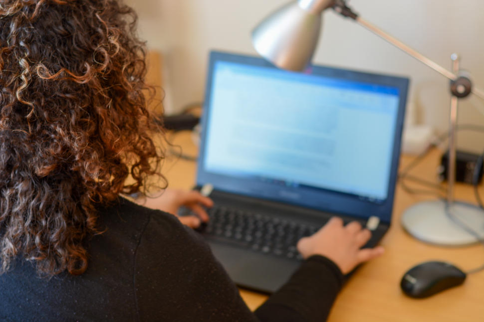 Woman working remotely from home