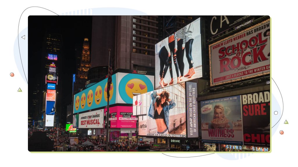 Billboards in New York Times Square
