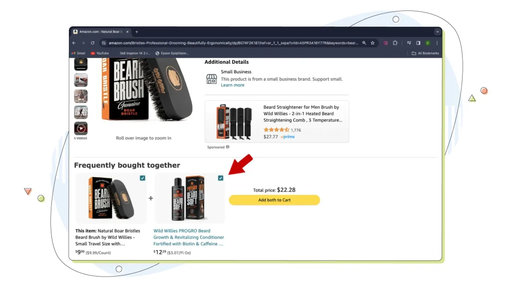 Amazon upselling and cross-selling section on its website
