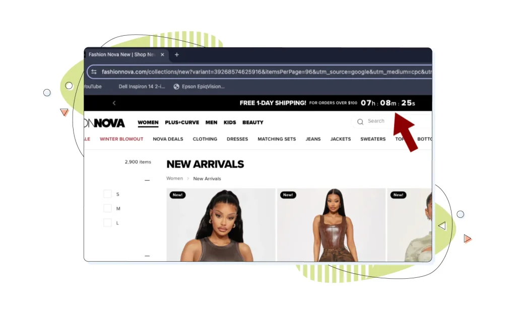 New arrivals page in an online shop.