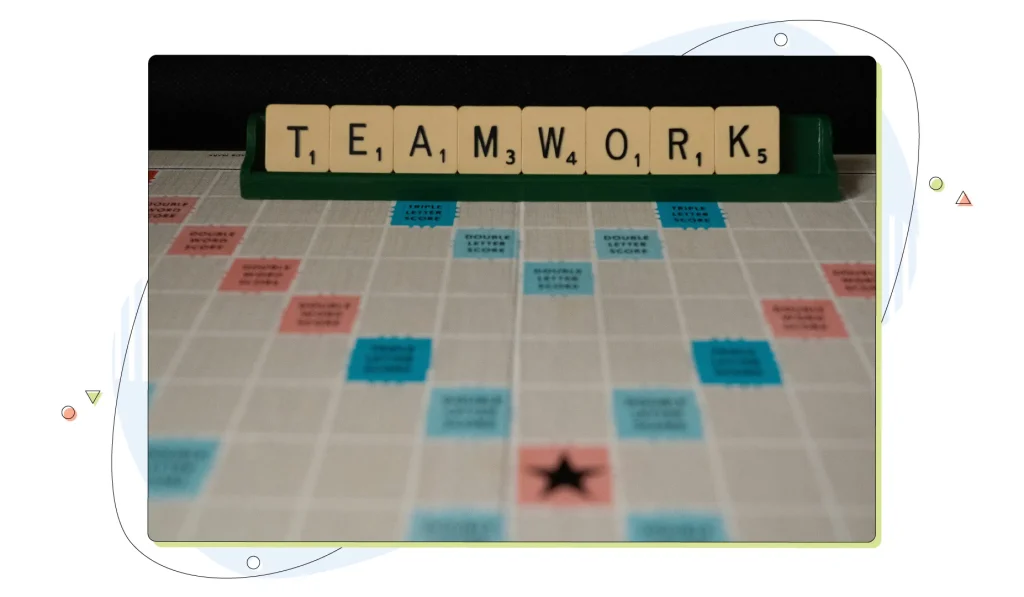 Teamwork written with wooden blocks