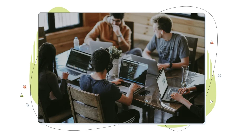 Team of developers working together
