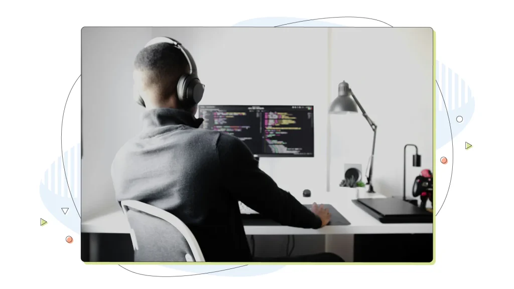 Web developer working on his computer