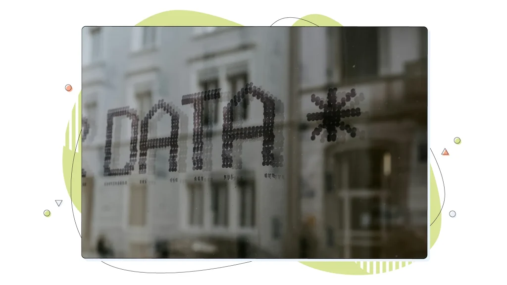 The word "data" written on a window