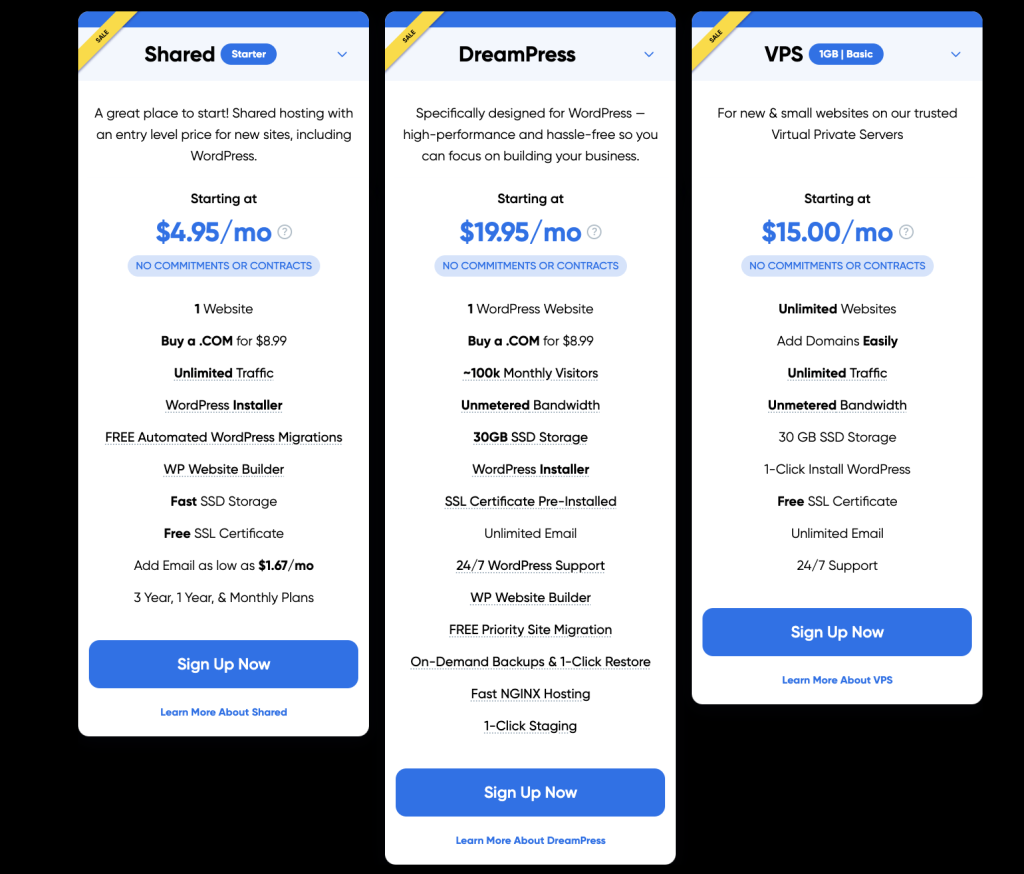 DreamHost pricing