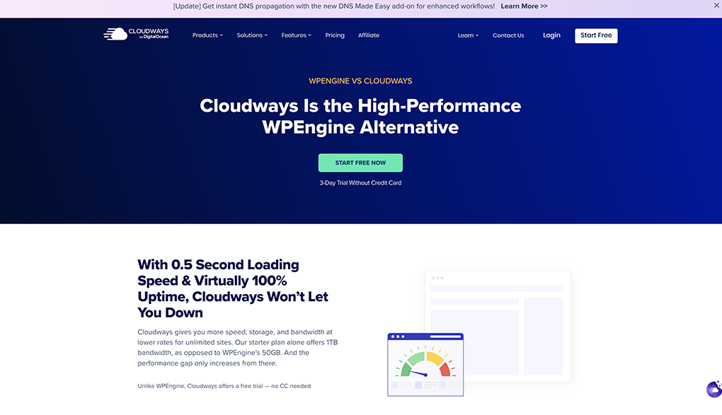 Cloudways homepage