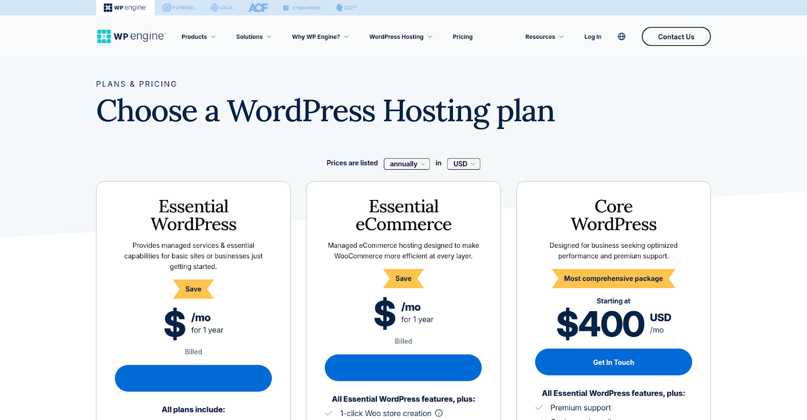 WP Engine Pricing Plans
