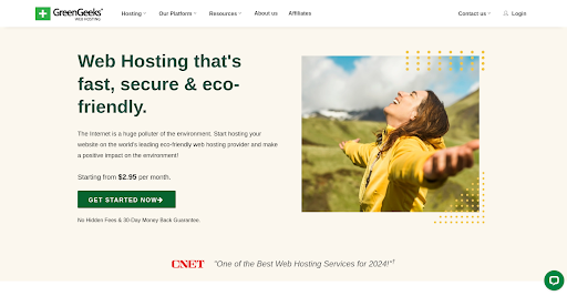 GreenGeeks homepage