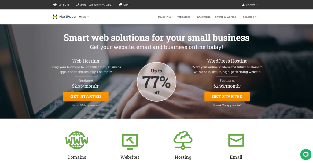 HostPapa homepage