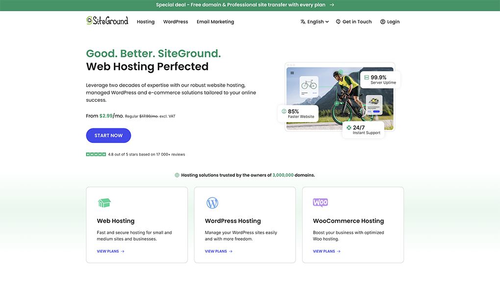 SiteGround homepage