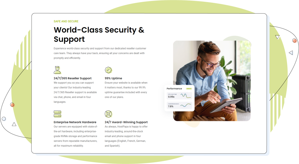 World-class security and support from HostPapa.