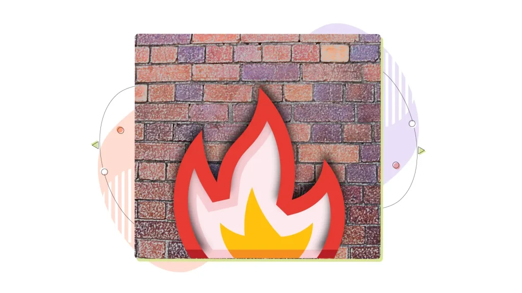 Vintage red brick with a fire.