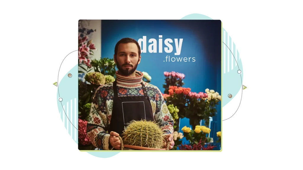 Portrait of young florist with cactus.
