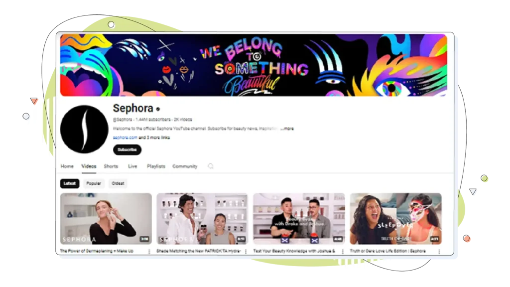 YouTube channel of Sephora.