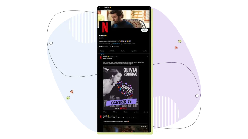 Netflix page on X.