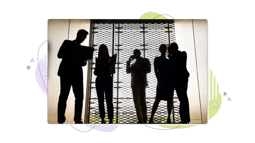 Group of Business People in modern office interior.