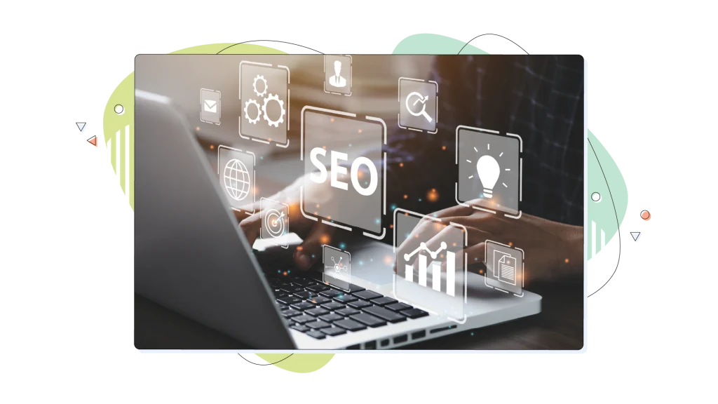 SEO written over laptop keyboard.