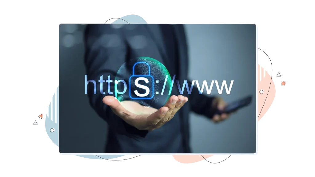 A man holding up a holographic version on a domain name.