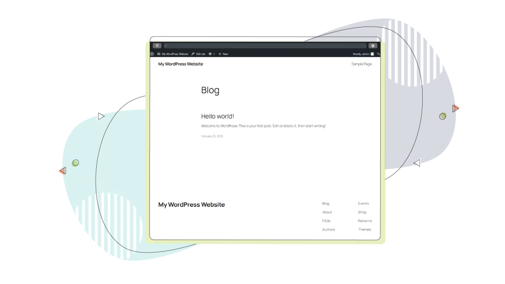 The WordPress front end after starting WordPress Playground on your browser.