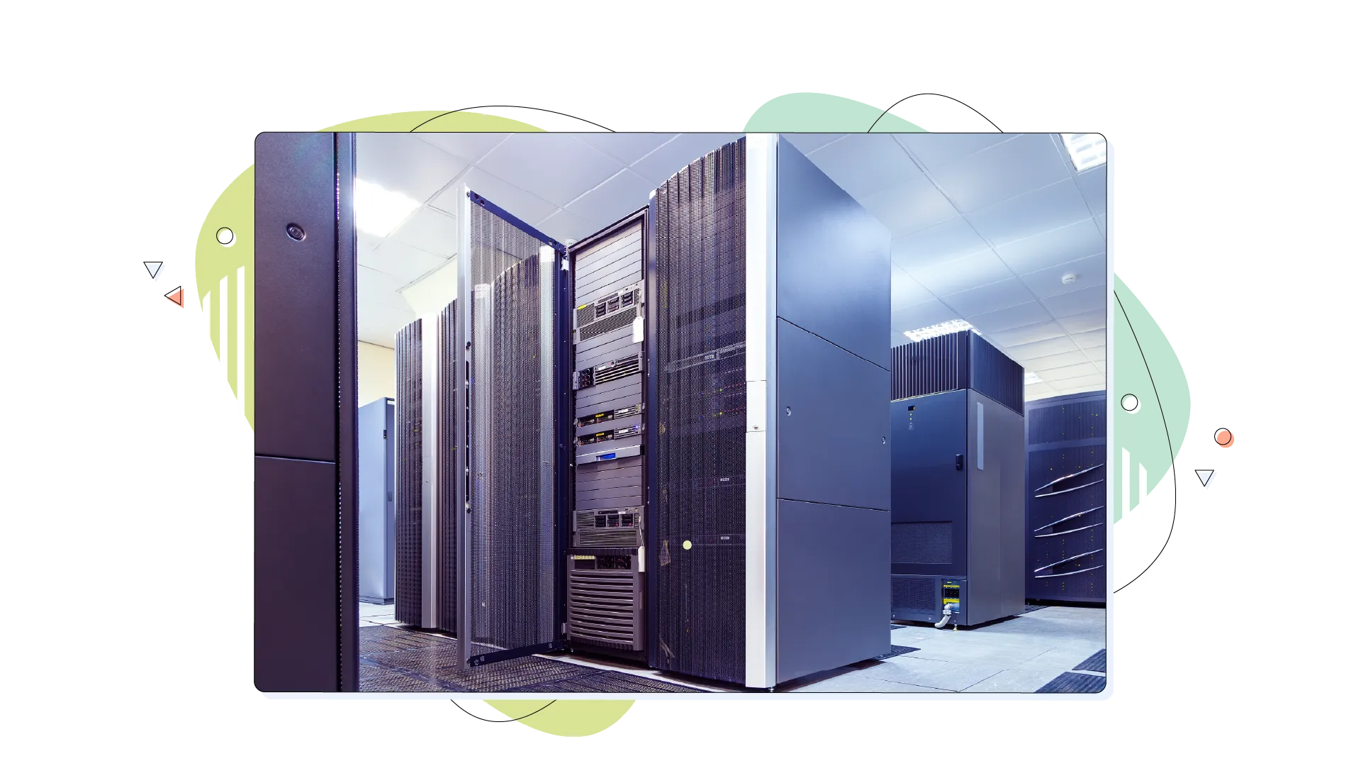 A server room with computers in maintenance.
