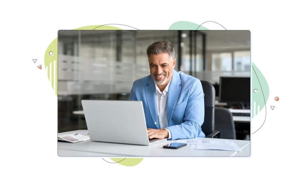 Entrepreneur working on his laptop in an office space.